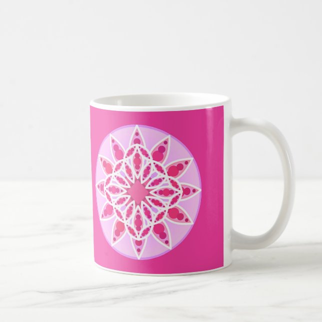 Mandala Mönster i Rosa, Fuchsia och White Kaffemugg (Höger)