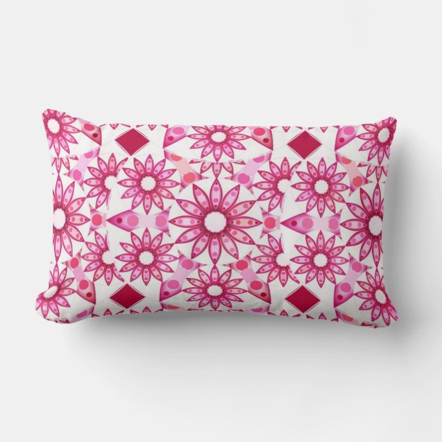 Mandala-mönster i rosa nyanser, vinröd lumbarkudde (Framsida)
