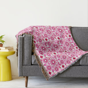 Mandala-mönster i rosa nyanser, vinröd mysfilt