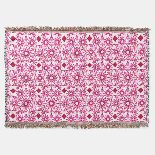 Mandala-mönster i rosa nyanser, vinröd mysfilt (Framsidan)
