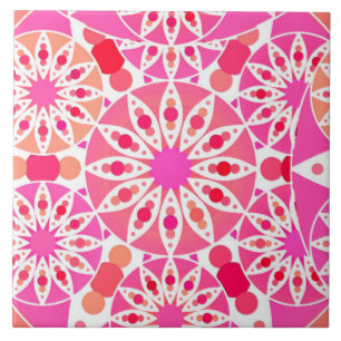 Mandala Mönster i Rosa och Coral Kakelplatta