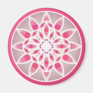 Mandala mönster i shock rosa, vitt och grått magnet