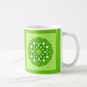 Mandala Mönster i skuggorna av Lime Green Kaffemugg