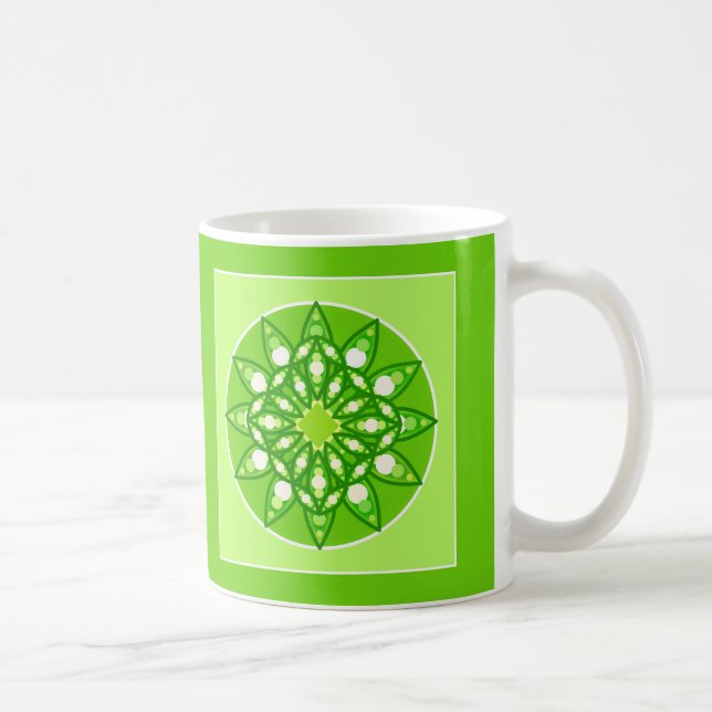Mandala Mönster i skuggorna av Lime Green Kaffemugg (Höger)