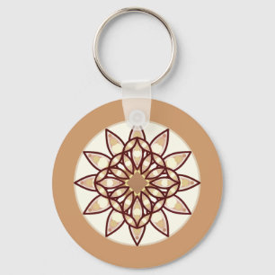 Mandala Mönster i Tan och Chocolate Brown Nyckelring