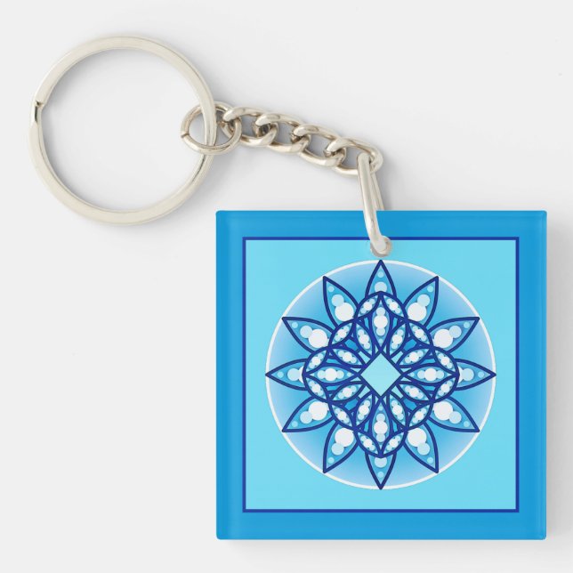Mandala mönster i turkos, kobolt och vitt (Framsidan)