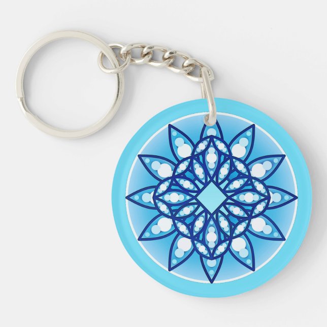 Mandala mönster i turkos, kobolt och vitt (Framsidan)