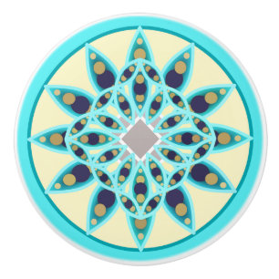 Mandala mönster i turkos, tan och flotta knopp