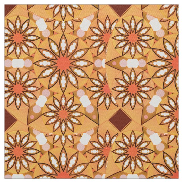Mandala mönster, karamelltan, chokladbrun tyg (Provkarta)