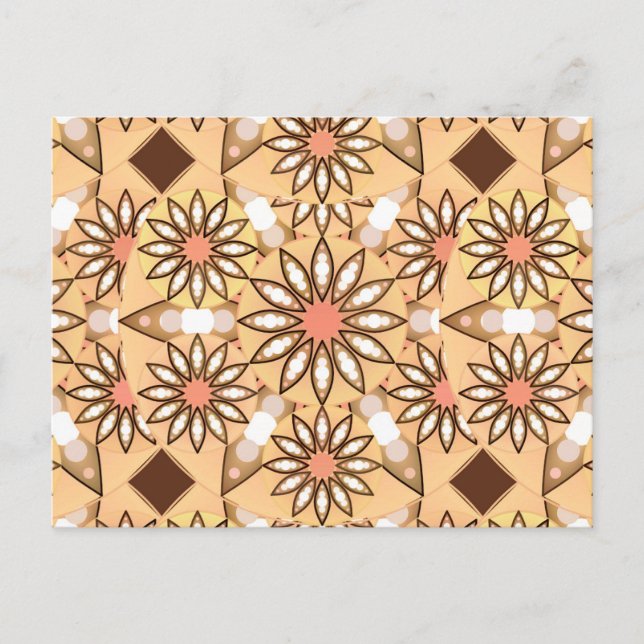 Mandala mönster, karamelltan, chokladbrun vykort (Framsida)