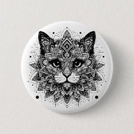 Mandala Mönster Katt Design Knapp
