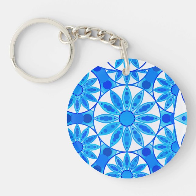 Mandala-mönster, kobolt, turkos och vit (Framsidan)