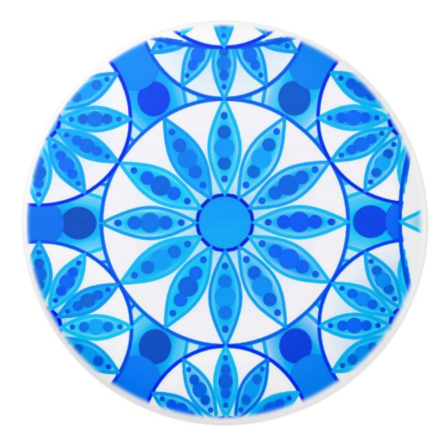 Mandala mönster, kobolt, turkos och vit knopp (Framsidan)