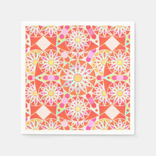 Mandala mönster, korallrött, rosa, guld pappersservett