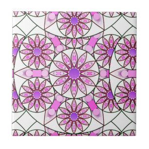 Mandala mönster, lavender, rosa, shock rosa, vit kakelplatta