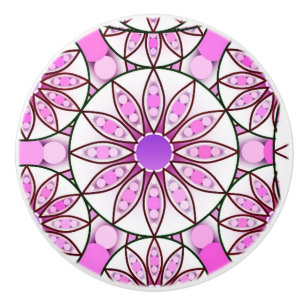 Mandala mönster, lavender, rosa, shock rosa, vit knopp