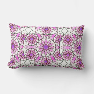 Mandala mönster, lavender, rosa, shock rosa, vit lumbarkudde