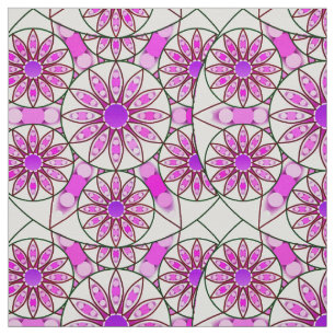 Mandala mönster, lavender, rosa, shock rosa, vit tyg