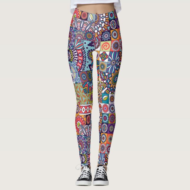Mandala Mönster Leggings (Framsida)