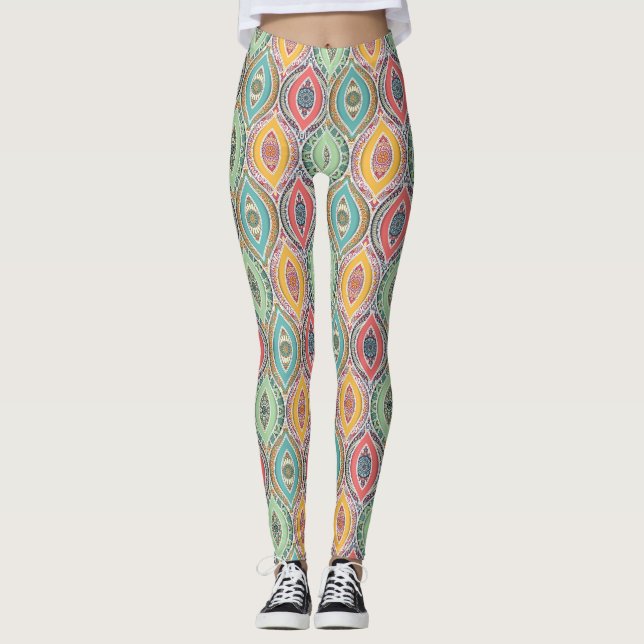 Mandala Mönster Leggings (Framsida)