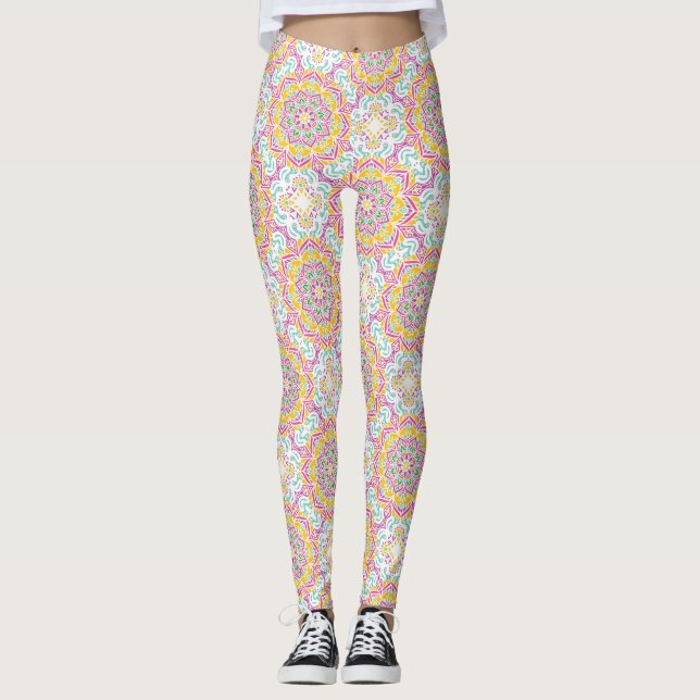 Mandala Mönster Leggings (Framsida)