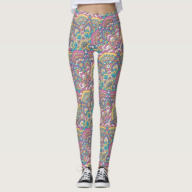 Mandala Mönster Leggings (Framsida)