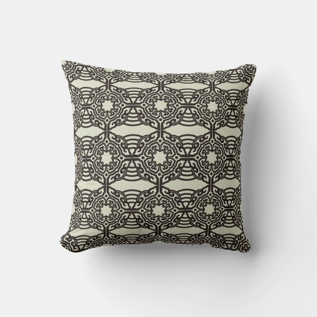 Mandala Mönster Pillow i Black Kudde (Framsida)