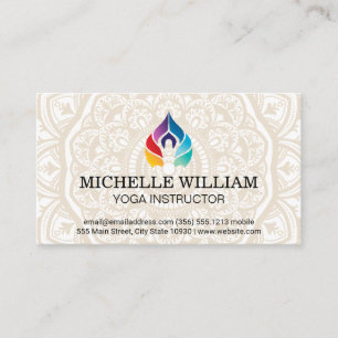 Mandala Mönster Rainbow Färg Yoga Logotyp Visitkort