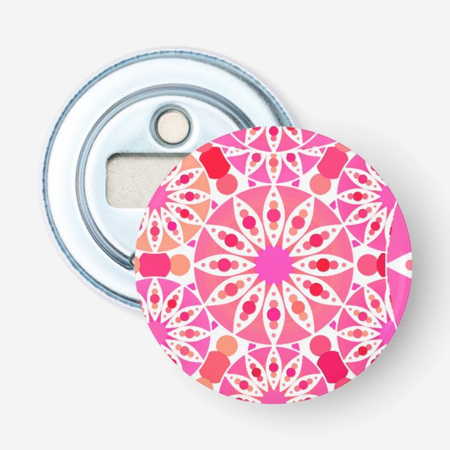 Mandala mönster, rosa- och korallskärnor flasköppnare (Framsidan)