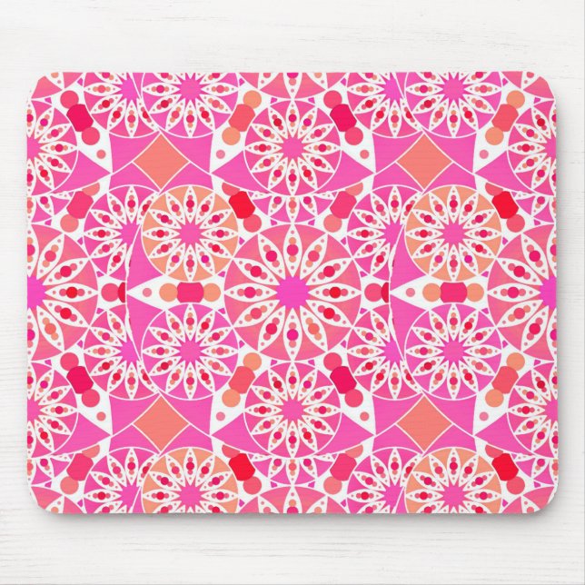 Mandala mönster, rosa- och korallskärnor musmatta (Framsidan)