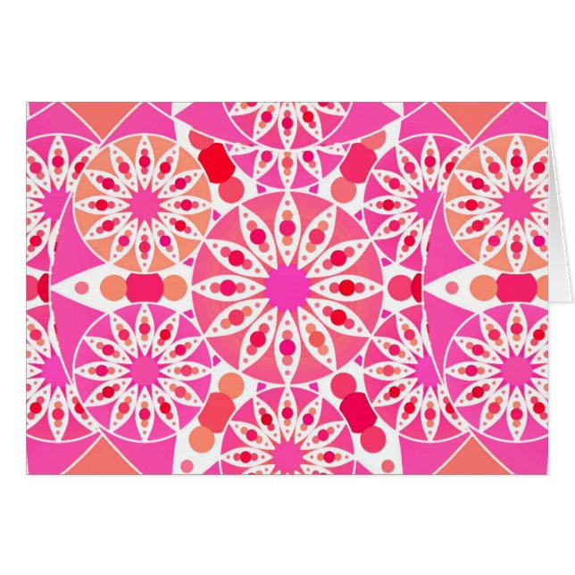 Mandala mönster, rosa- och korallskärnor OBS kort (Framsidan Horizontal)