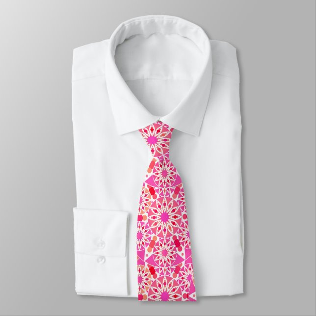 Mandala mönster, rosa- och korallskärnor slips (Bunden)