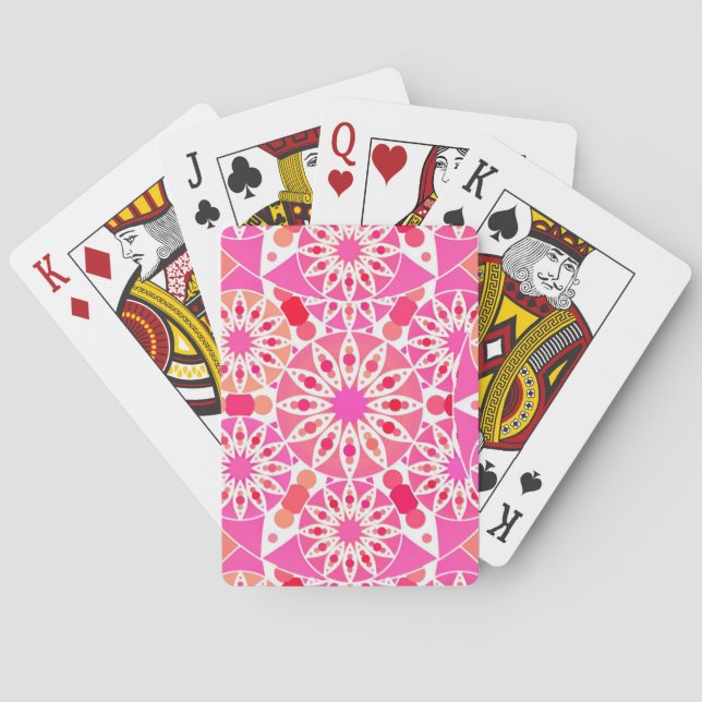 Mandala mönster, rosa- och korallskärnor spel kort (Baksidan)