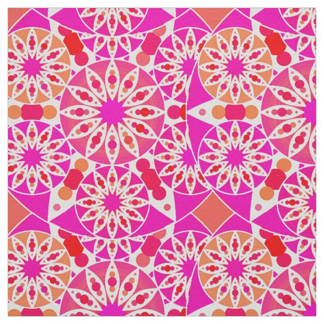 Mandala mönster, rosa- och korallskärnor tyg (Provkarta)