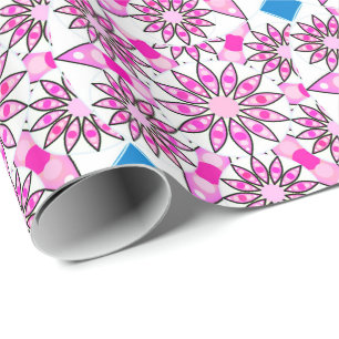 Mandala mönster, rosa, shock rosa, koboltblått presentpapper