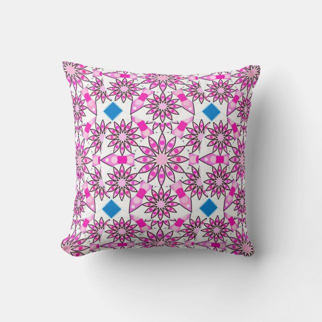 Mandala mönster, rosa, shock rosa kudde (Framsida)