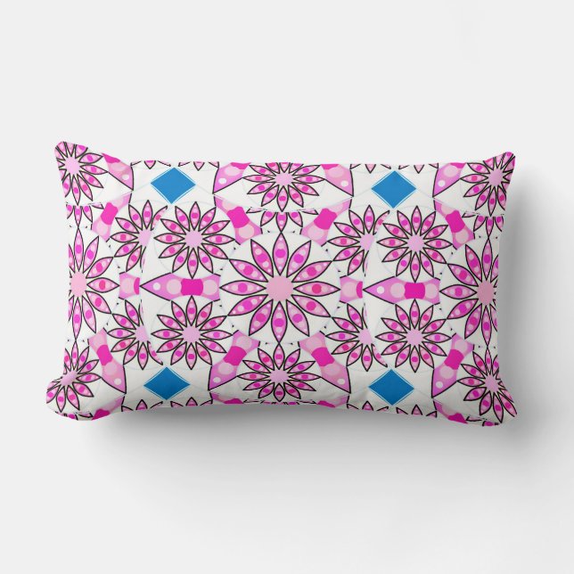 Mandala mönster, rosa, shock rosa lumbarkudde (Framsida)