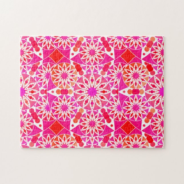 Mandala Mönster, Shades of Rosa and Coral Pussel (Horisontell)