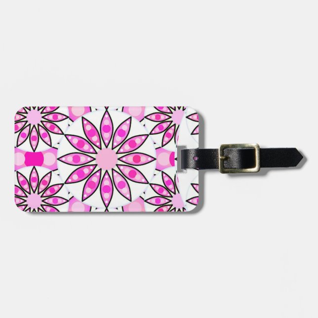 Mandala mönster, shock rosa, svartvitt bagagebricka (Horisontell Framsida)
