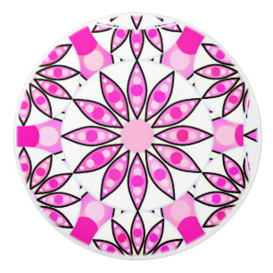 Mandala mönster, shock rosa, svartvitt knopp