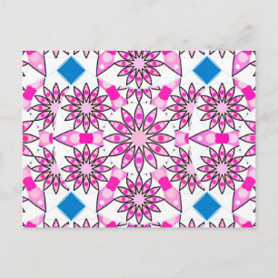 Mandala mönster, shock rosa, svartvitt vykort