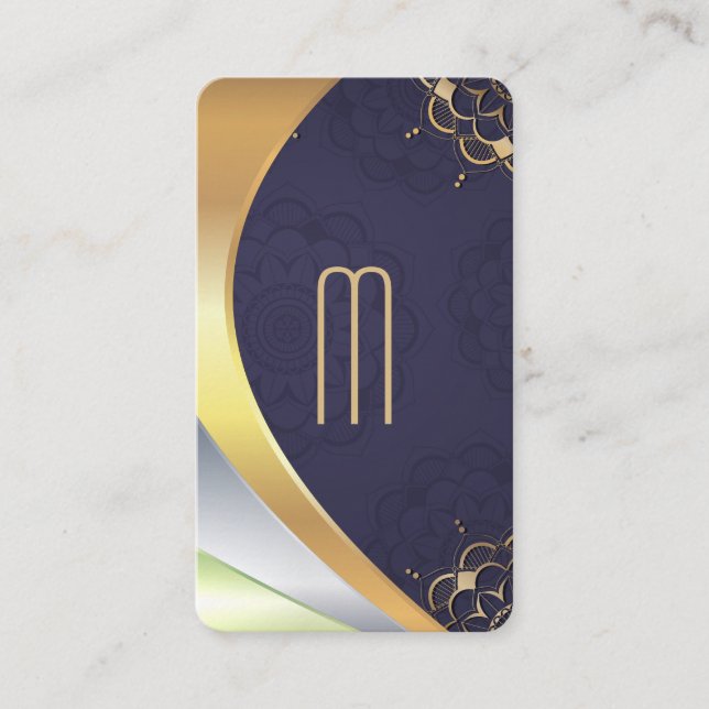 Mandala-mönster | Slick monogram | Metallager Visitkort (Framsida)