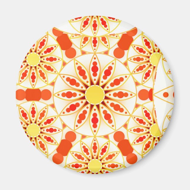 Mandala mönster, tegelrött, rost, guld magnet (Framsidan)