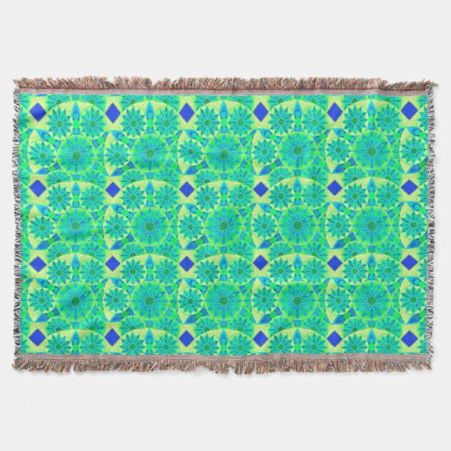 Mandala mönster, turkos, blått, kalkgrönt filt (Framsidan)