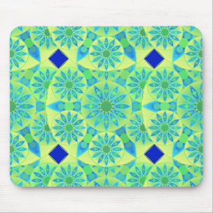 Mandala mönster, turkos, blått, kalkgrönt musmatta