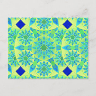 Mandala mönster, turkos, blått, kalkgrönt vykort