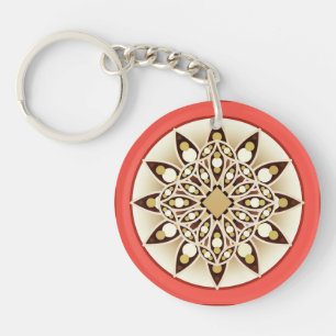 Mandala mönster vid rosa av korall, choklad och ta