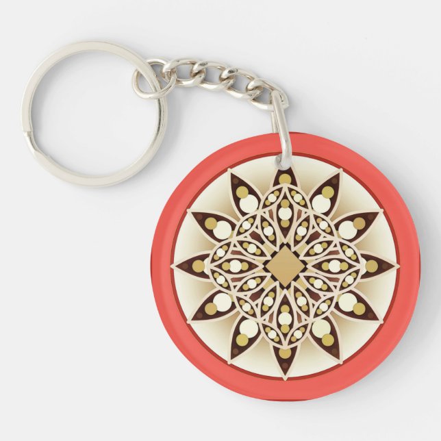 Mandala mönster vid rosa av korall, choklad och ta (Framsidan)