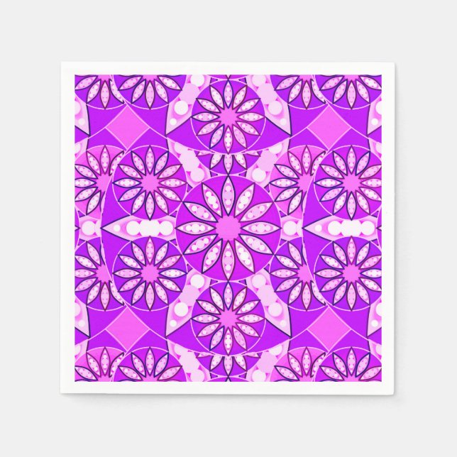 Mandala mönster, violett, orchid och rosa pappersservett (Framsidan)