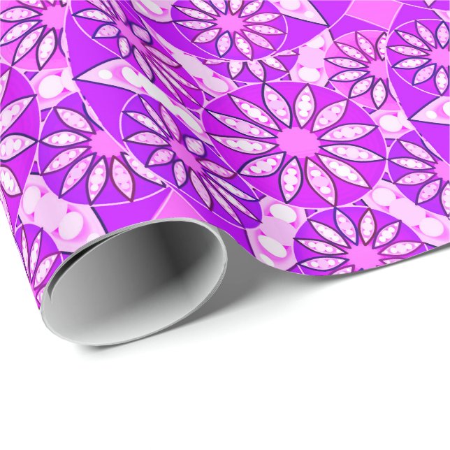 Mandala-mönster, violett, orkidé och rosa presentpapper (Rullad Hörn)